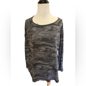 Sundry Charcoal Camouflage Long Sleeve Top